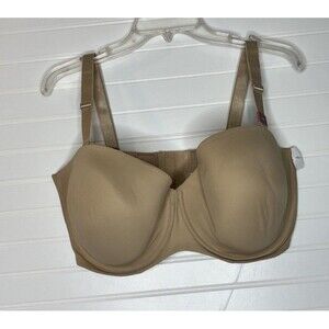Lane Bryant Cacique Bra Multi Way Strapless Lightweight 40H Cafe  w/ Straps